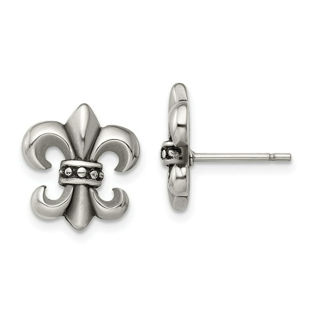 925 Sterling Silver Cubic Zirconia Cz Enamel Fleur De Lis Post Stud Earrings Ball Button Fine Jewelry Gifts For Women For Her 